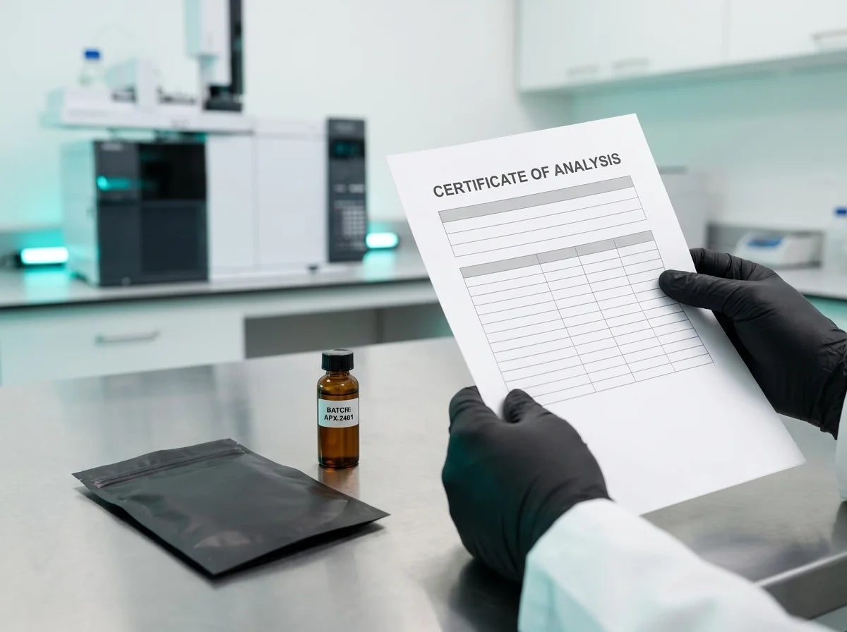 Laboratory professional reviewing a batch Certificate of Analysis